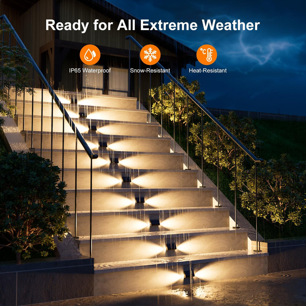 16-Pack Solar Step Lights, Waterproof, Warm White Dual-Sided Glow