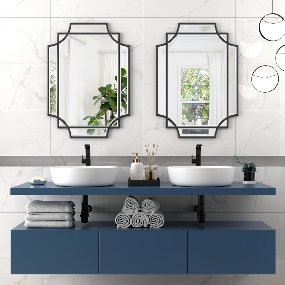 24x32 Inch Bathroom Mirrors for Over Sink, Framed Mirrors for Wall Black