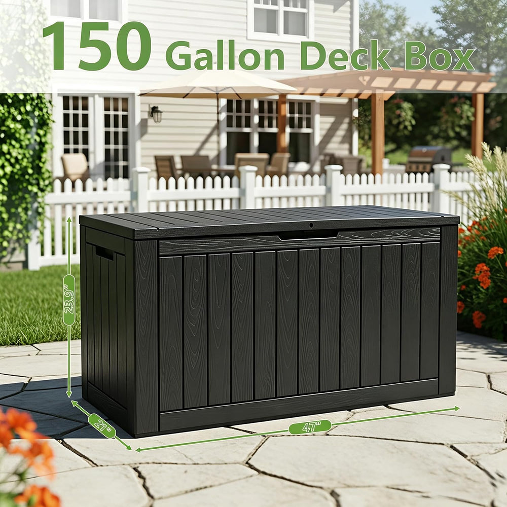 Outdoor Storage Box Waterproof, 150 Gallon Deck Box For Patio Storage