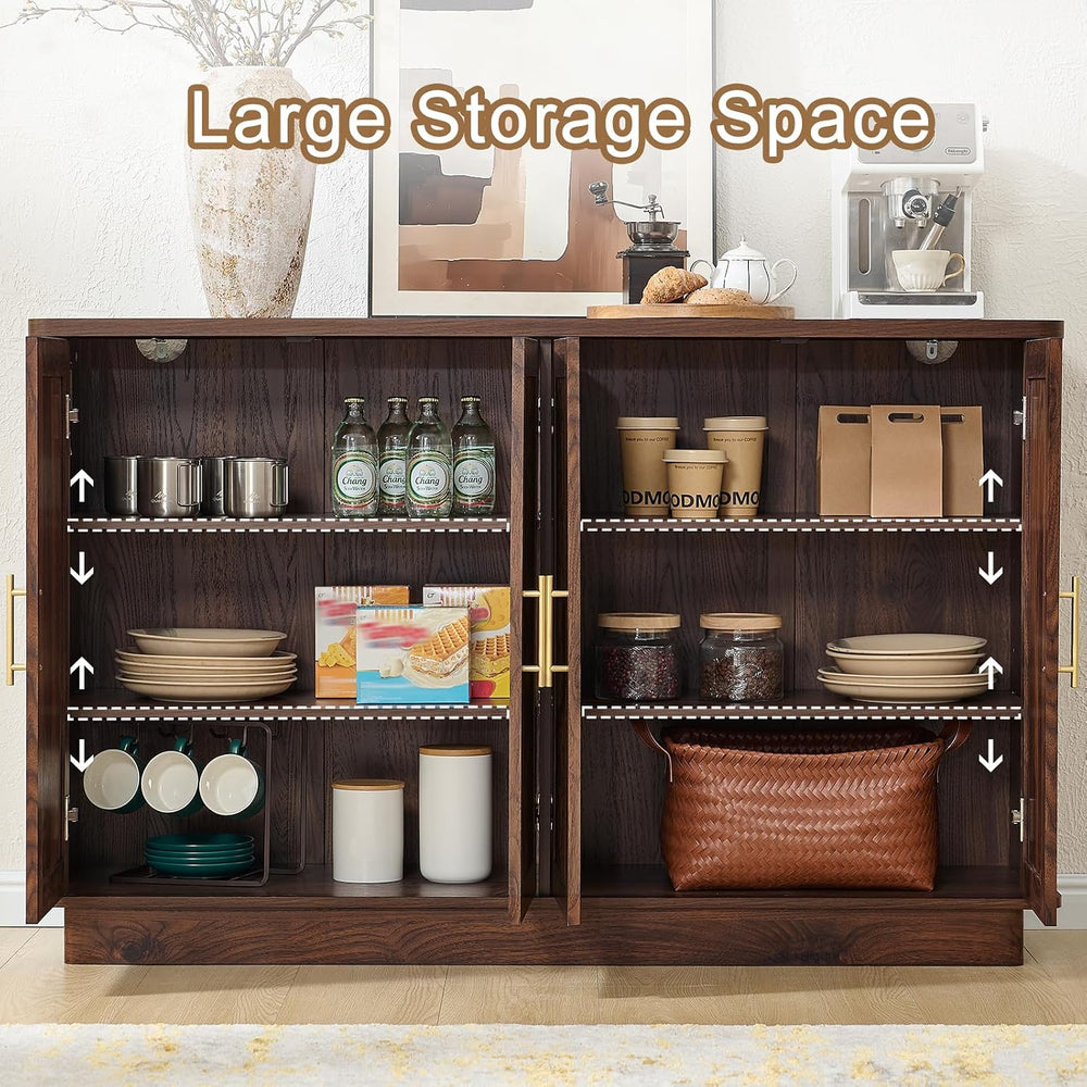Okvnbjk Modern Sideboard Buffet Cabinet with Storage, Walnut