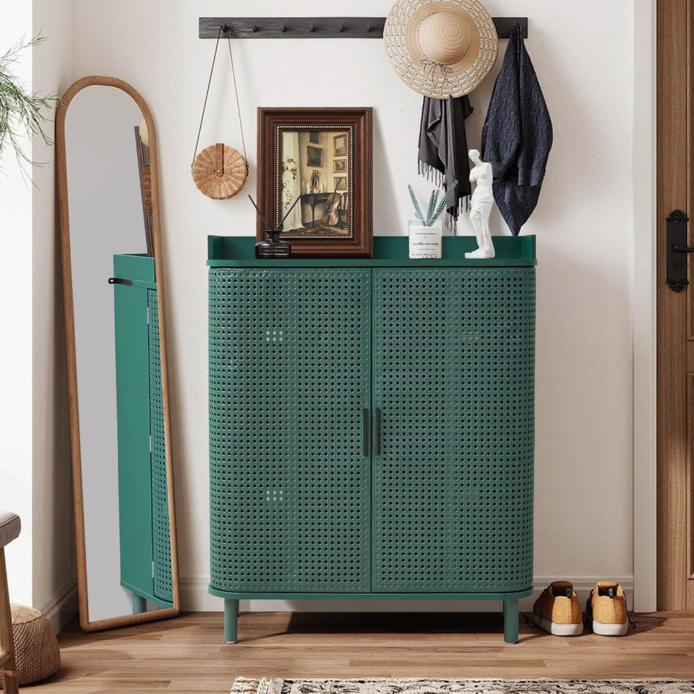 ORRD Shoe Cabinet, 5 Tier Boho Wooden Shoe Storage Organizer Cabinet with Adj...