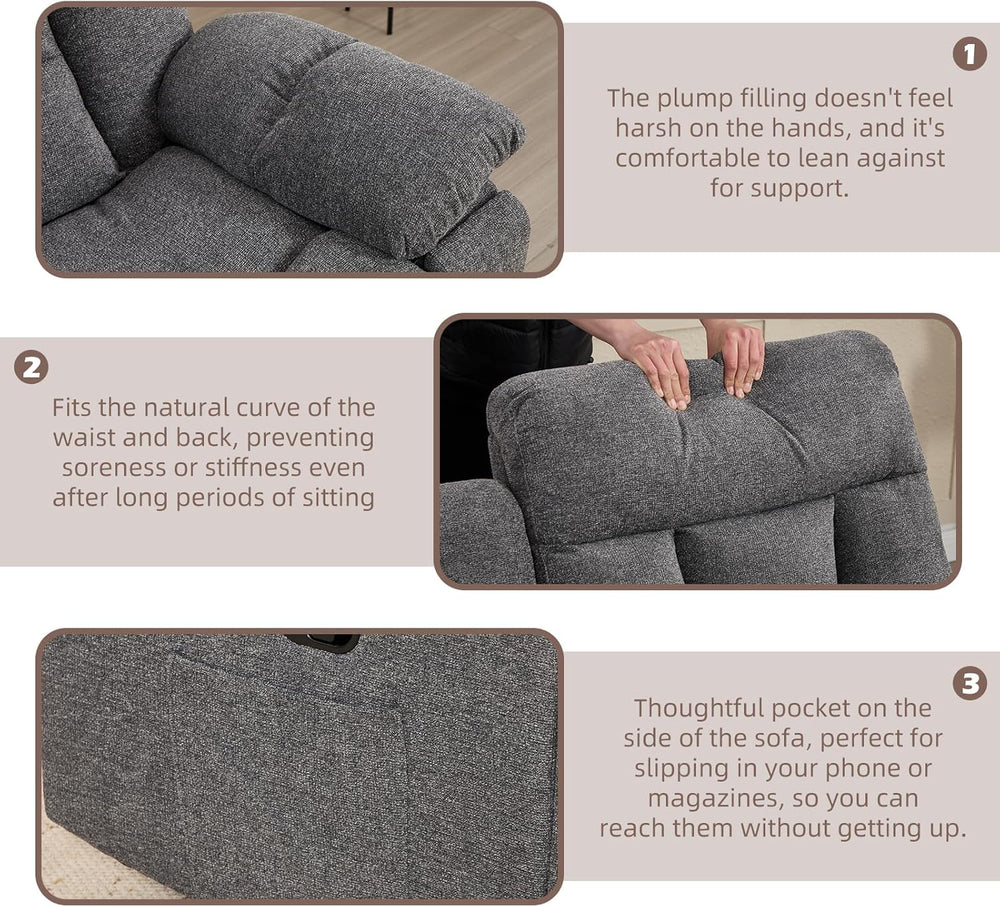 CANMOV Reclining Sofa Set, 3 Pieces Recliner Sofa Set, Power Lift Recliner Ch...