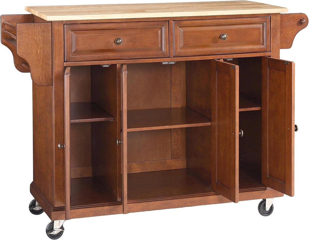 Crosley Furniture Full Size Rolling Kitchen Island, Wood Top