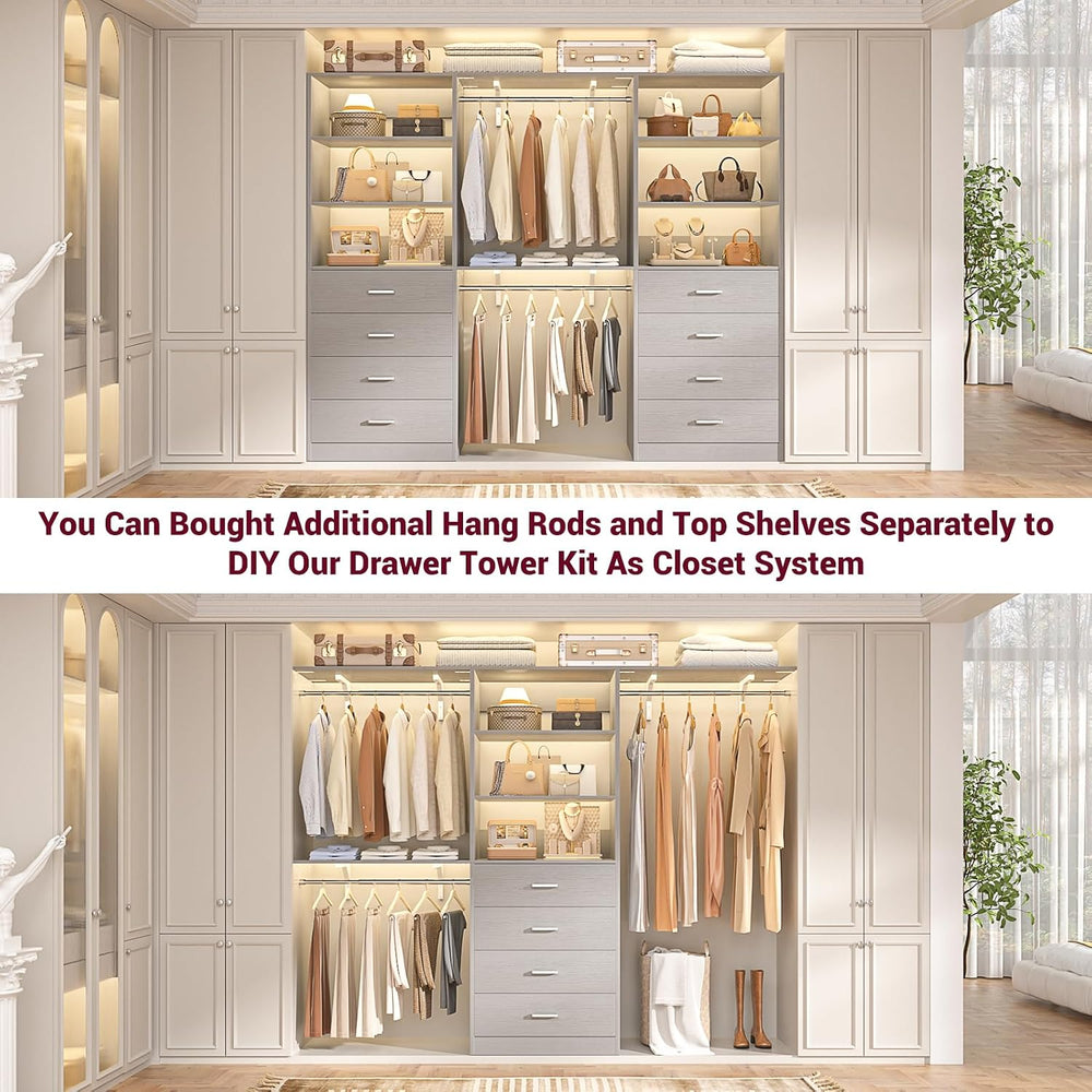 Aheaplus Closet Drawers System, 21.3" Wood Closet Organizer with 4 Drawers