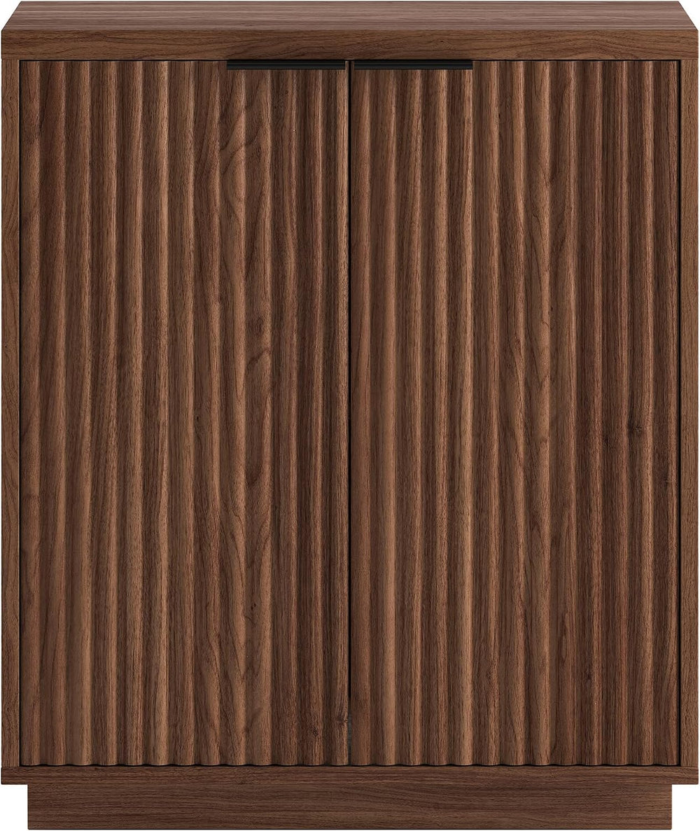 Henn&Hart 28" Fluted Accent Cabinet, Sideboard Buffet, Medium Walnut