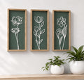 Tide and Tales 3d Green Wall Art, Wooden Botanical Wall Decor, Set of 3