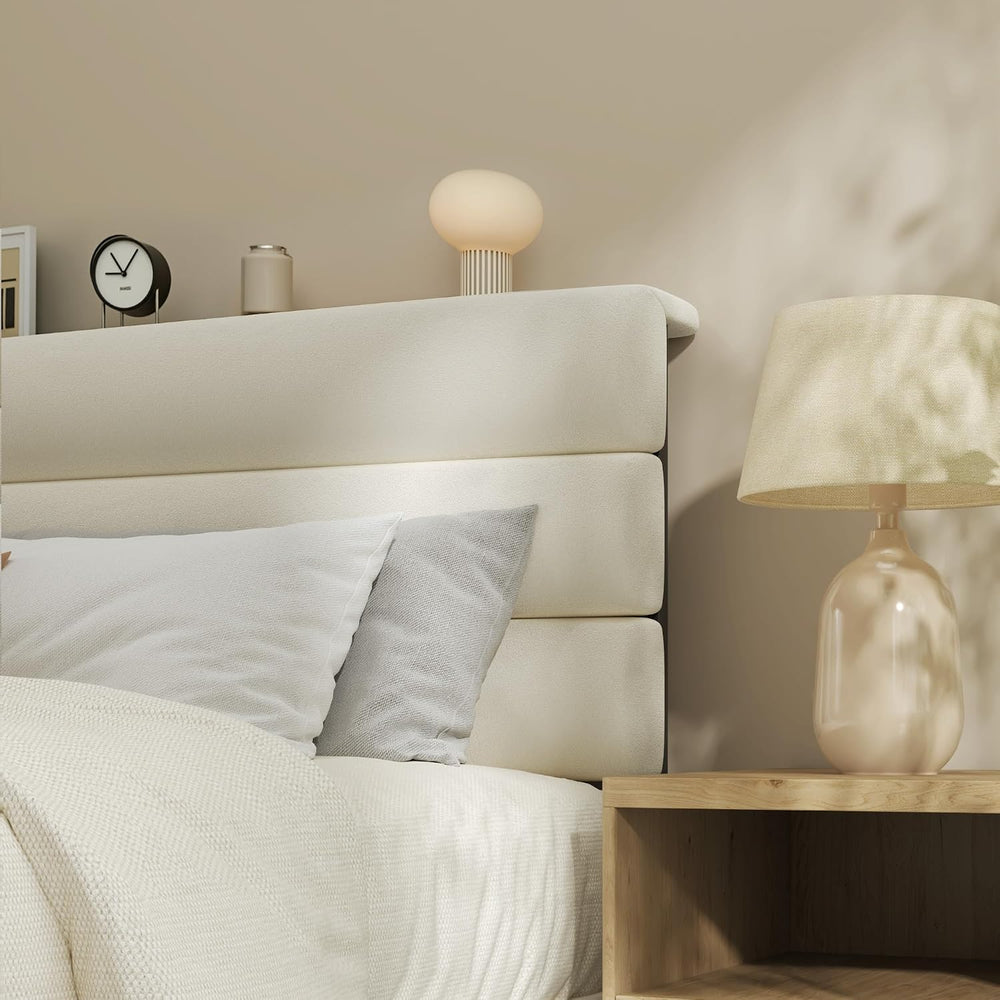 Fluest Queen Bed Frame, Platform Bed Frame with Velvet Upholstered Headboard,...