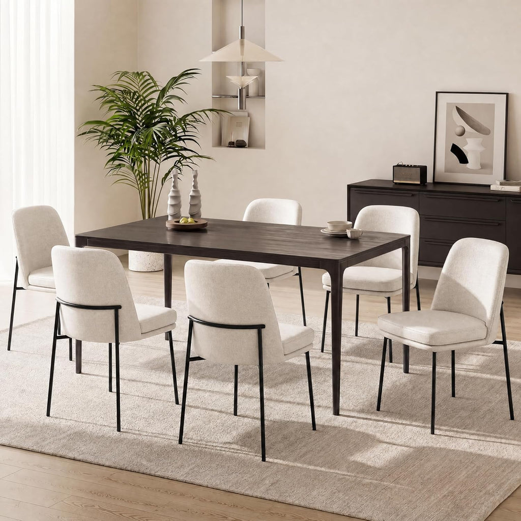 COLAMY Leather Dining Chairs Set of 4 with Metal Legs, Beige