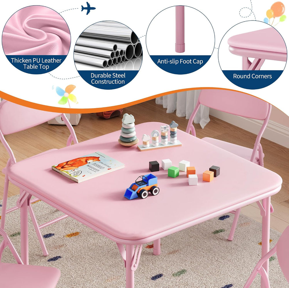 Garvee 5-Piece Folding Table and Chairs for Boys and Girls