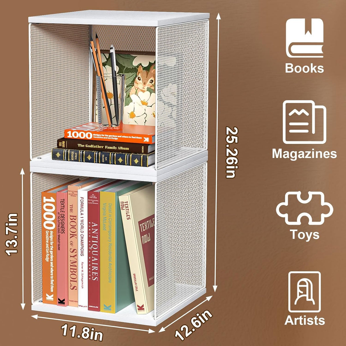 Dmevkic 2 Cube Organizer Bookshelves DIY Variable Stackable Cube Storage Organizer for Kid Bedroom,Living Room,Small Bookshelf White