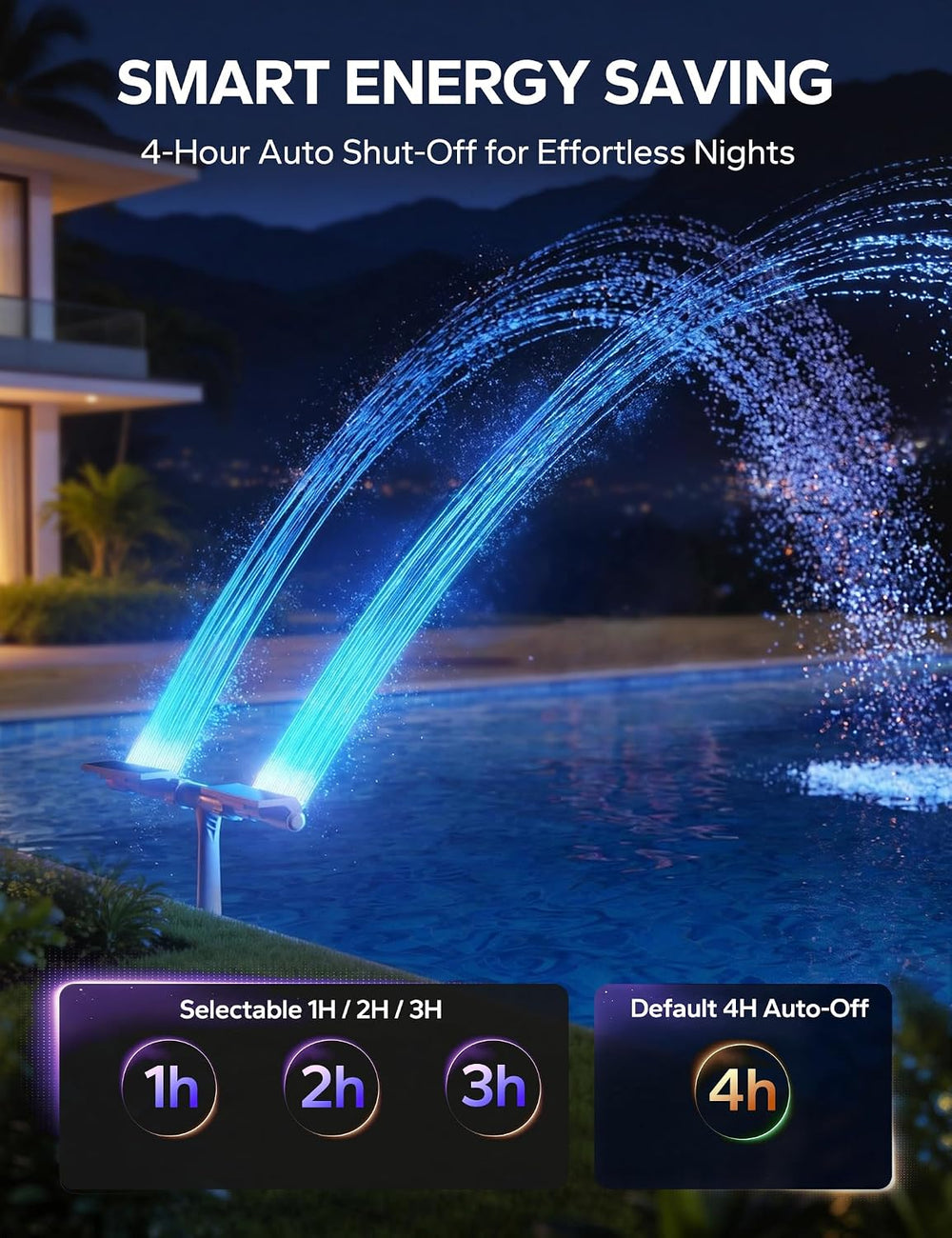 POOLHACKER Solar Pool Fountain with 10-Color LED Lights, Newly Refined Stream...