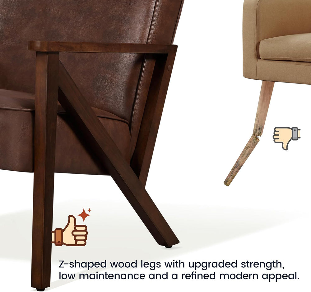 Yaheetech Mid-Century Modern Accent Chair, Lounge Chair, Dark Brown