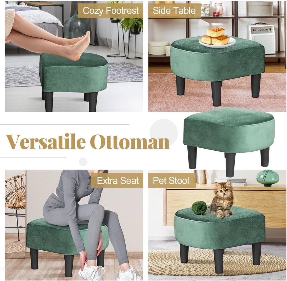 GOFLAME Accent Chair with Ottoman, Modern Velvet Fabric Barrel Chair with Foo...