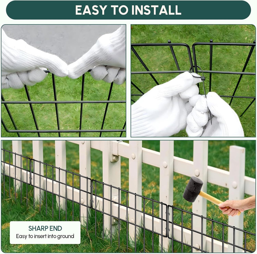 42.5ft (L) x 13in (H) Garden Fence Animal Barrier, 30 Panels No Dig Fence for...