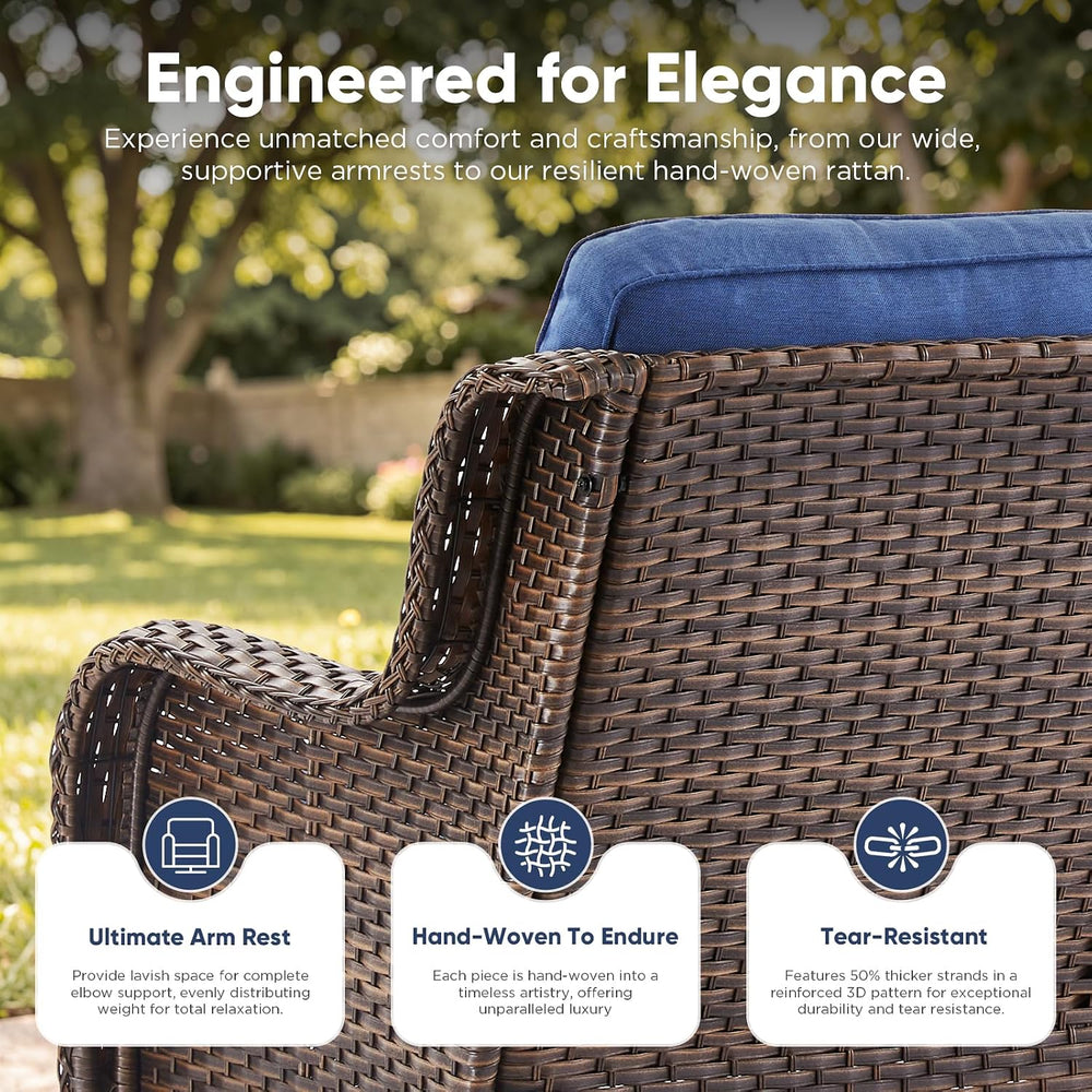 Belord 3-Piece PE Wicker Outdoor Sofa with 2 Ottomans, Luxury Patio Couch Con...