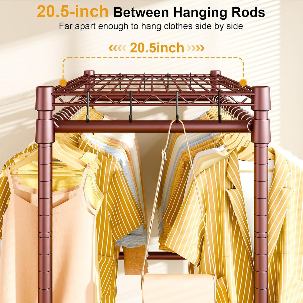 ULIFHOME Rolling Clothes Rack, Clothing Racks for Hanging Clothes, Bronze