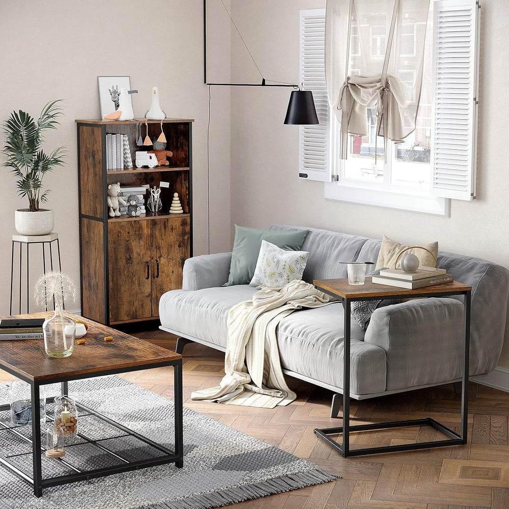 VASAGLE C Shape End Table for Couch or Sofa, Industrial Small Side Table