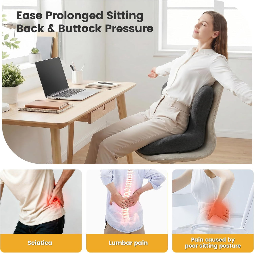 Urban Deco Memory Foam Ergonomic Seat Cushion with Lumbar Back Support