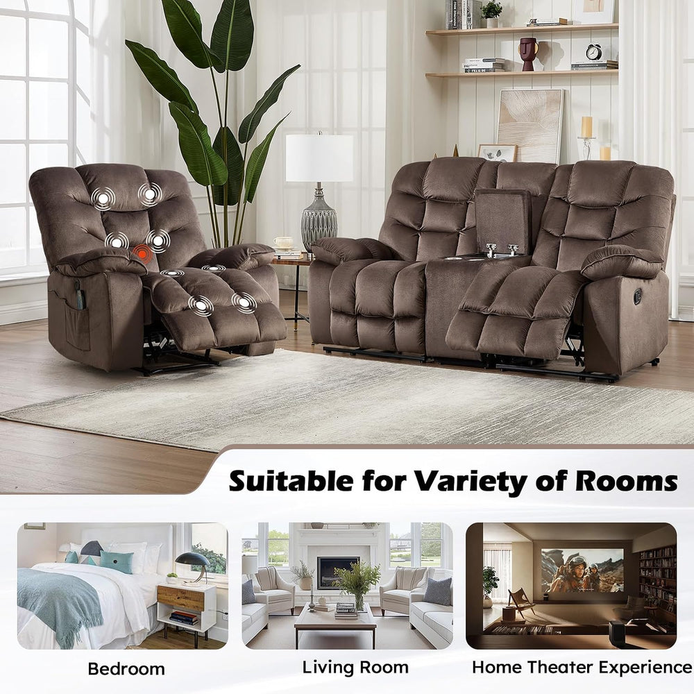 HAOMARKETS 3 Pieces Recliner Sofa Furniture Set, Include 2 Power Recliner Cha...