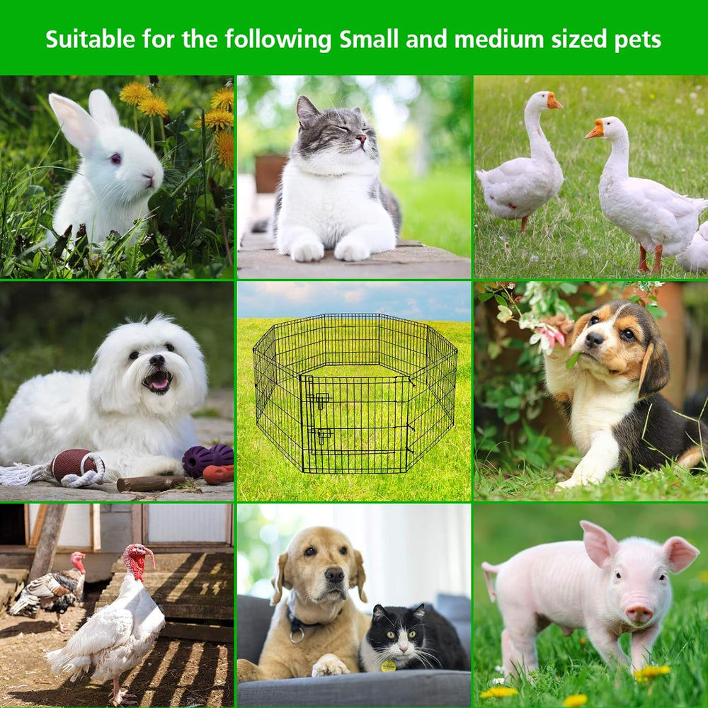 Puppy Pet Playpen 8 Panel 24 Inch Indoor Outdoor Metal Portable Folding Anima...