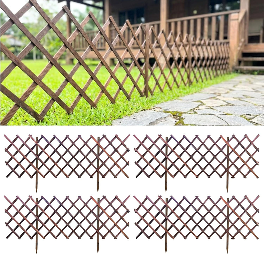 ShopLaLa Decorative Wooden Garden Fence (4 Pack, 24ft Total) Animal Barrier
