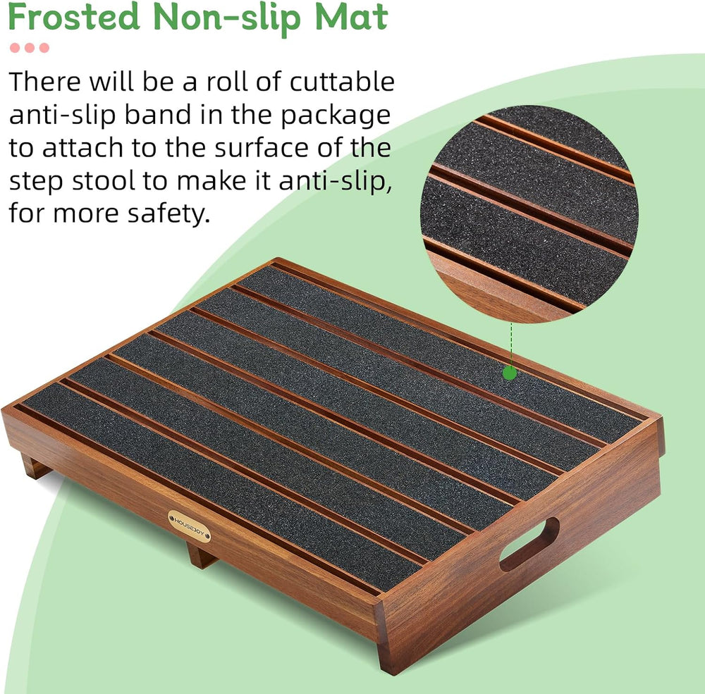 HouseJoy Wooden Step Stool for Adults: 3.6" High One Step Stool Nonslip