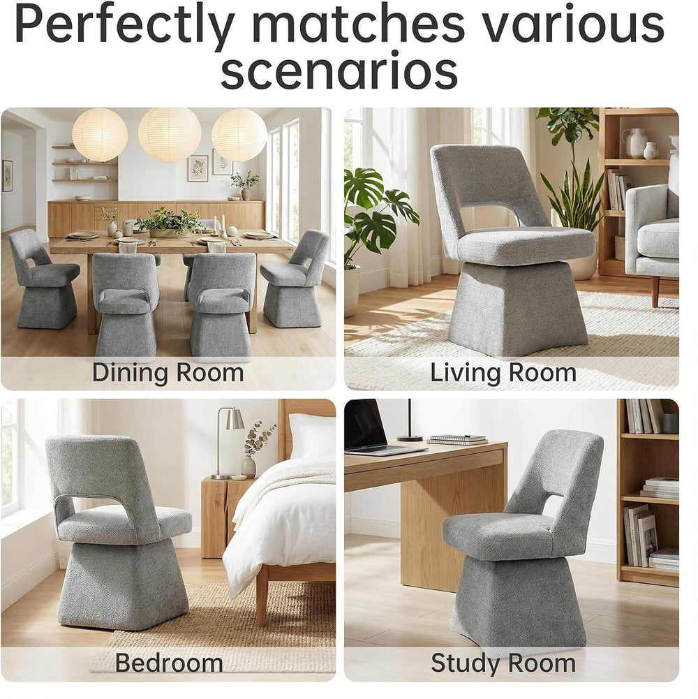 VKNOW Upholstered Swivel Dining Chairs Set of 4 with Curved Open Back