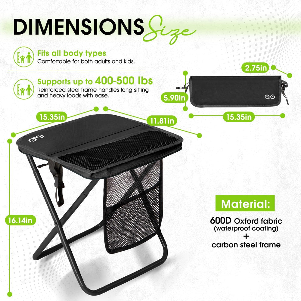CAMDOOR Portable Folding Stool 16 Inch Collapsible Stool for Adults 400 lbs