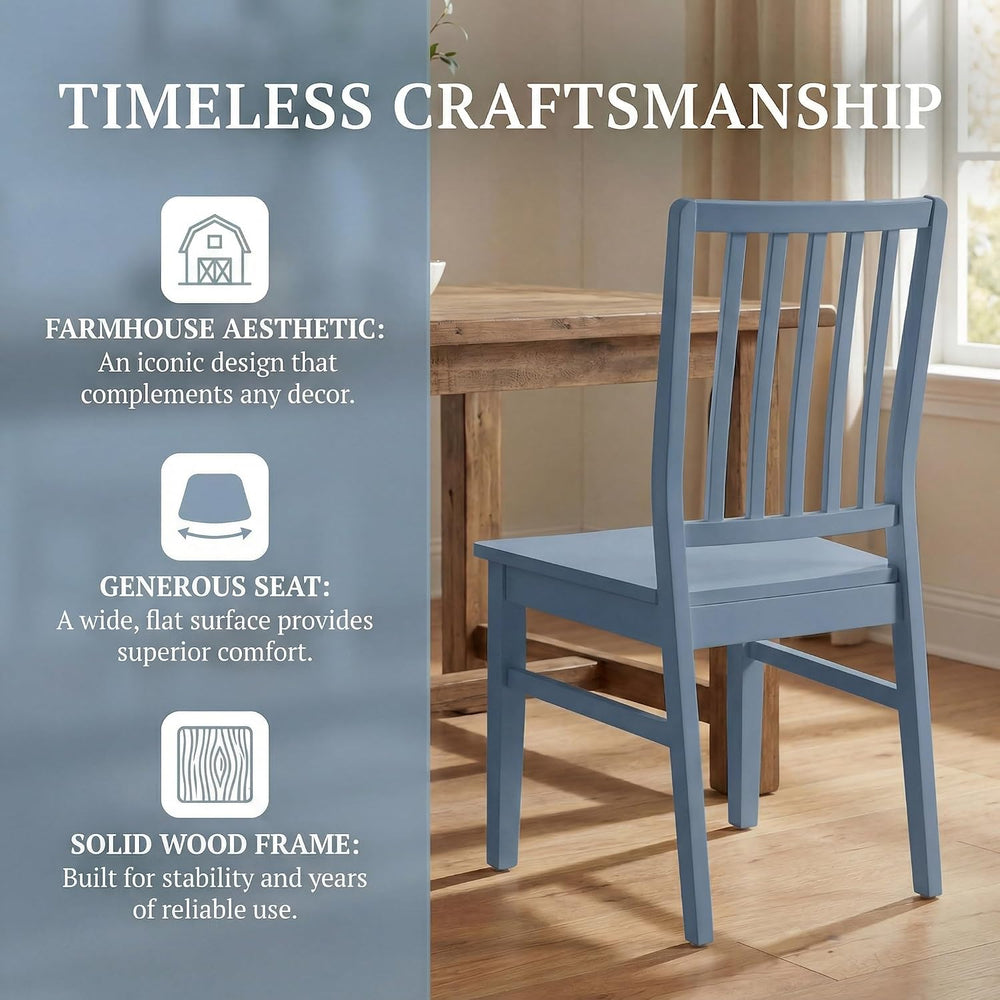HNY Blue Wood Dining Chairs Set of 8, Farmhouse Kitchen Chairs with High Back...