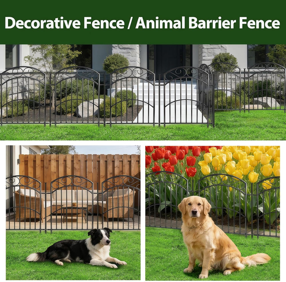 5 Panel 32in Decorative Garden Fence, 11ft No Dig Metal Border