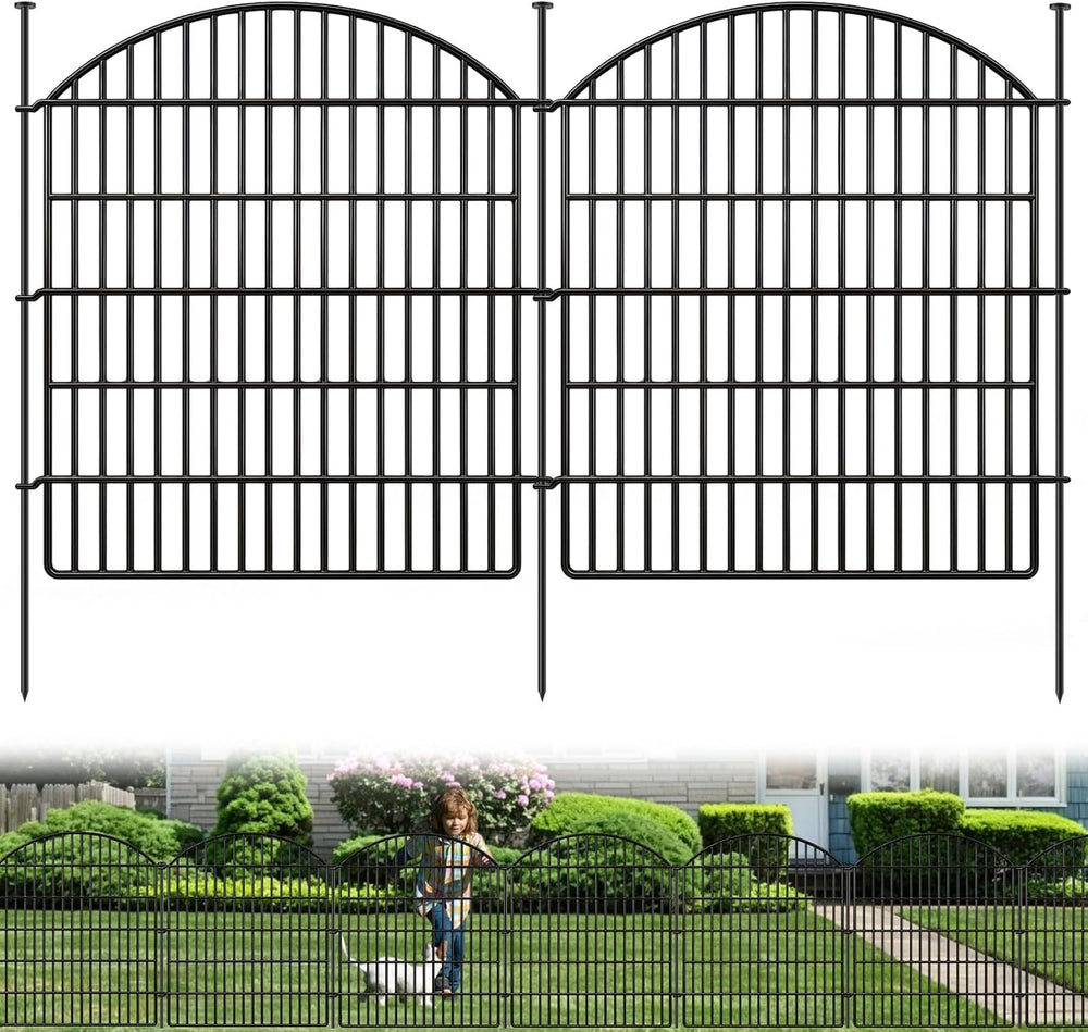 GILPWA 5 Panels Decorative Garden Fence 33in (H) x 12ft (L), Rustproof Metal ...