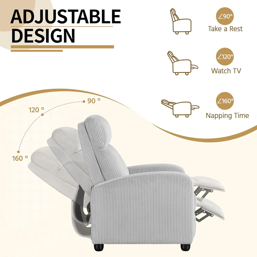 Yaheetech Recliner Chair with 3 Adjustable Angles Armchair Light Gray