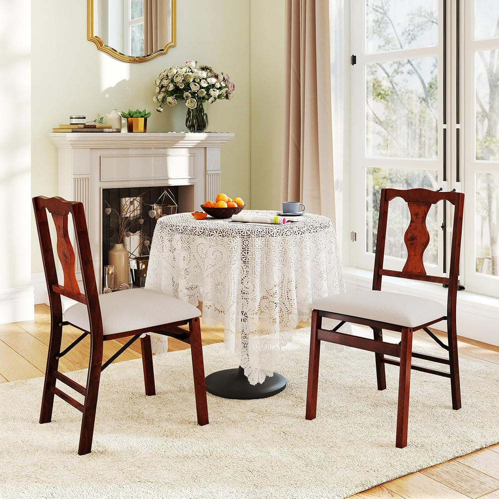 GIANTEX Folding Dining Chairs Set of 4, Upholstered Dining Chairs with Comfy ...