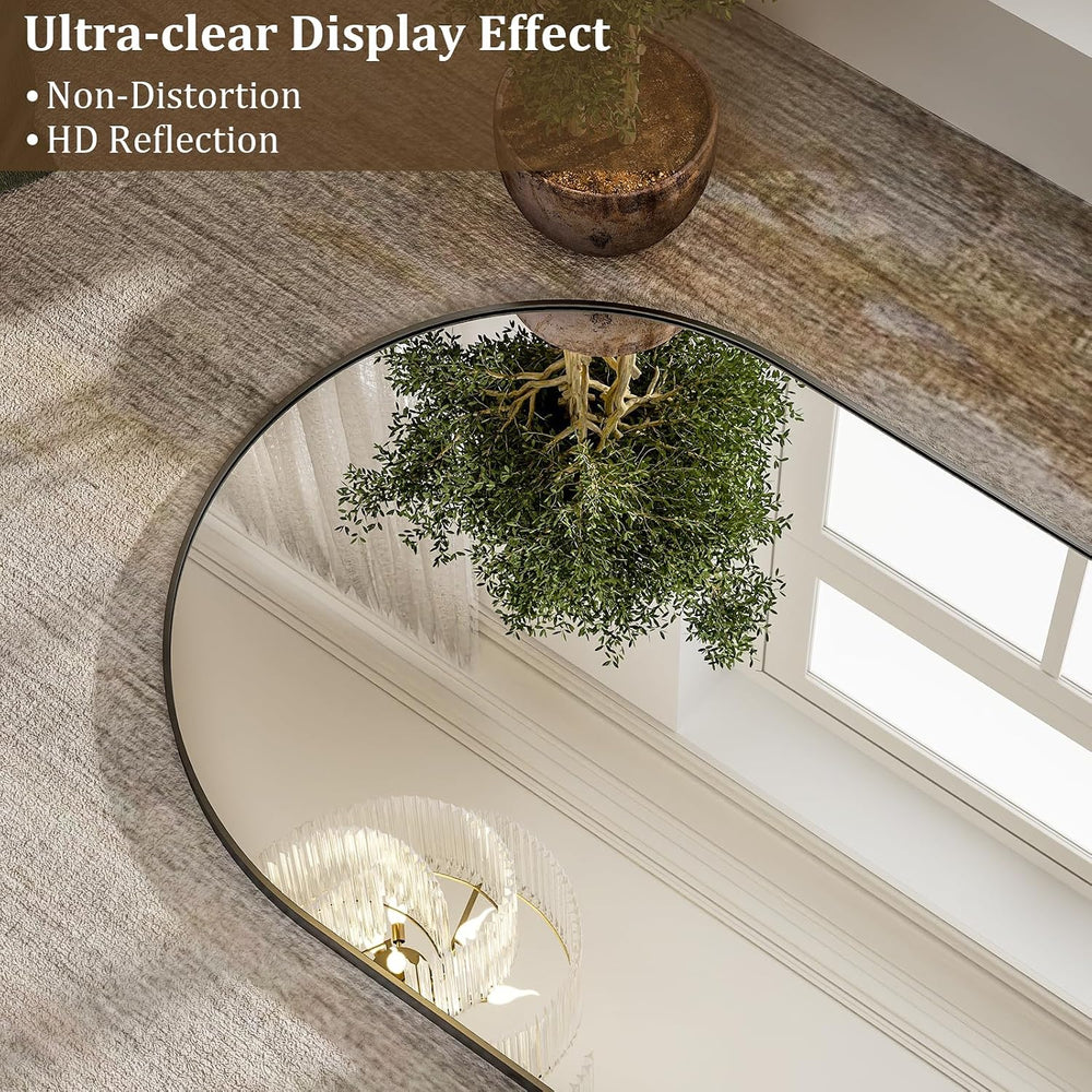 HARRITPURE 76"x34" Arched Full Length Mirror, Black