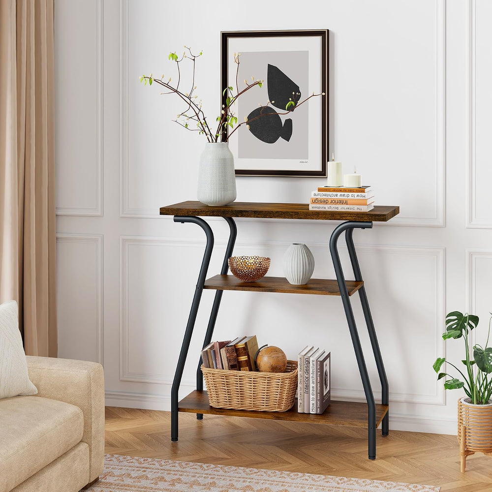 FAVOOSTY Console Table for Entryway, 3 Tier Narrow Entryway Table Open Shelve...