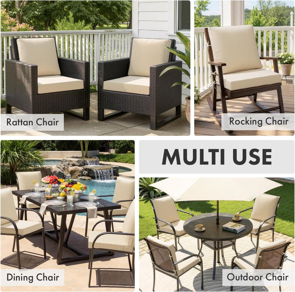 MIULEE Beige Outdoor Dining Cushion 20x20 Inch Waterproof with Ties