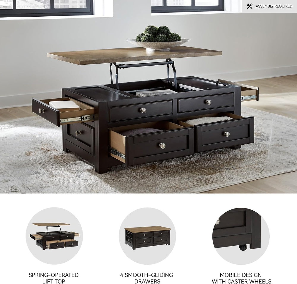 Signature Design by Ashley Drazmine Casual Lift-Top Coffee Table with 4 Drawe...