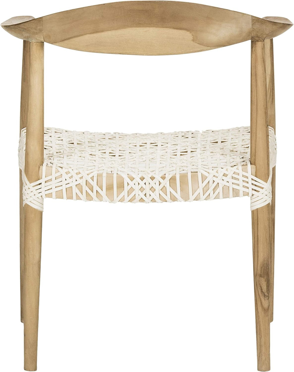 SAFAVIEH Home Collection – Wade Light Oak Teak Wood Arm Chair with Woven Leat...