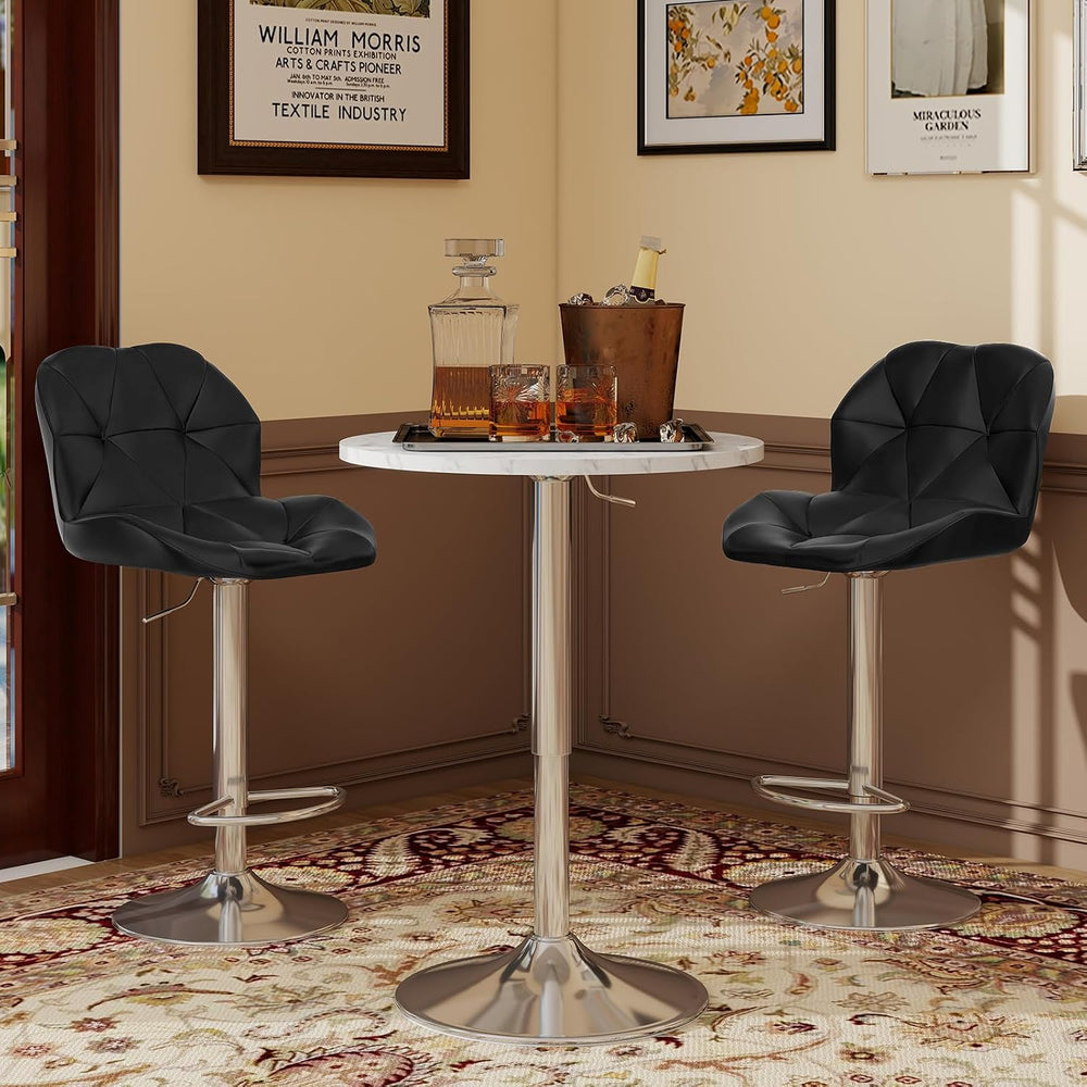 ARTETHYS Bar Table and Chairs Set of 3 Marble Style Table & Black Stool