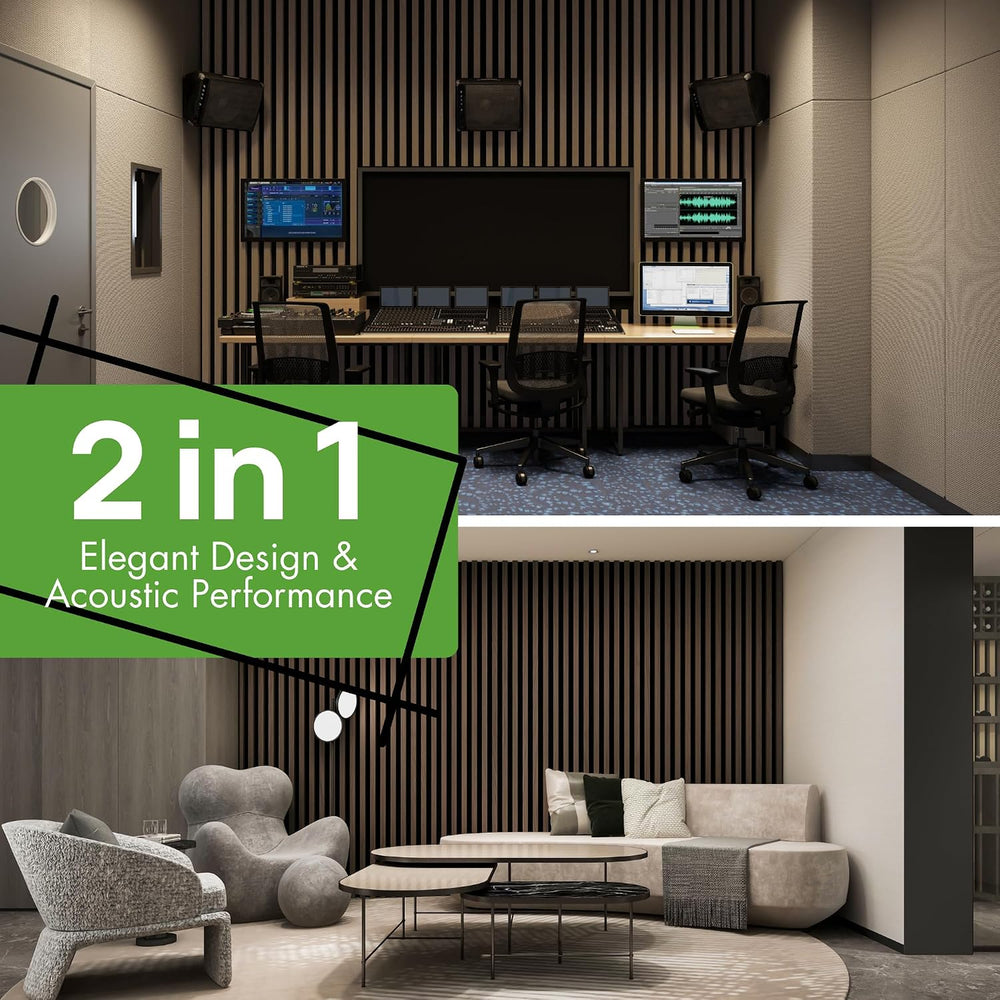Art3d 12" x 93" Acoustic Wood Slat Wall Panel, 4pcs, 31 sq.ft, Deep...
