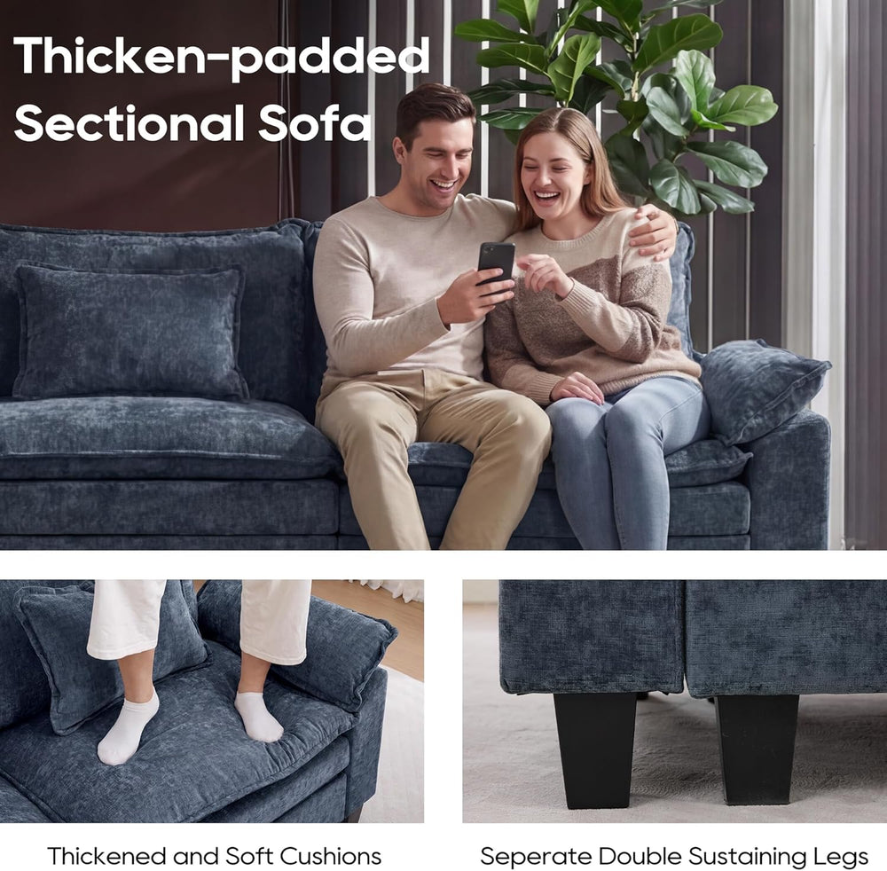 URRED Oversized Modular Sectional Sofa，Blue：122" U Shaped