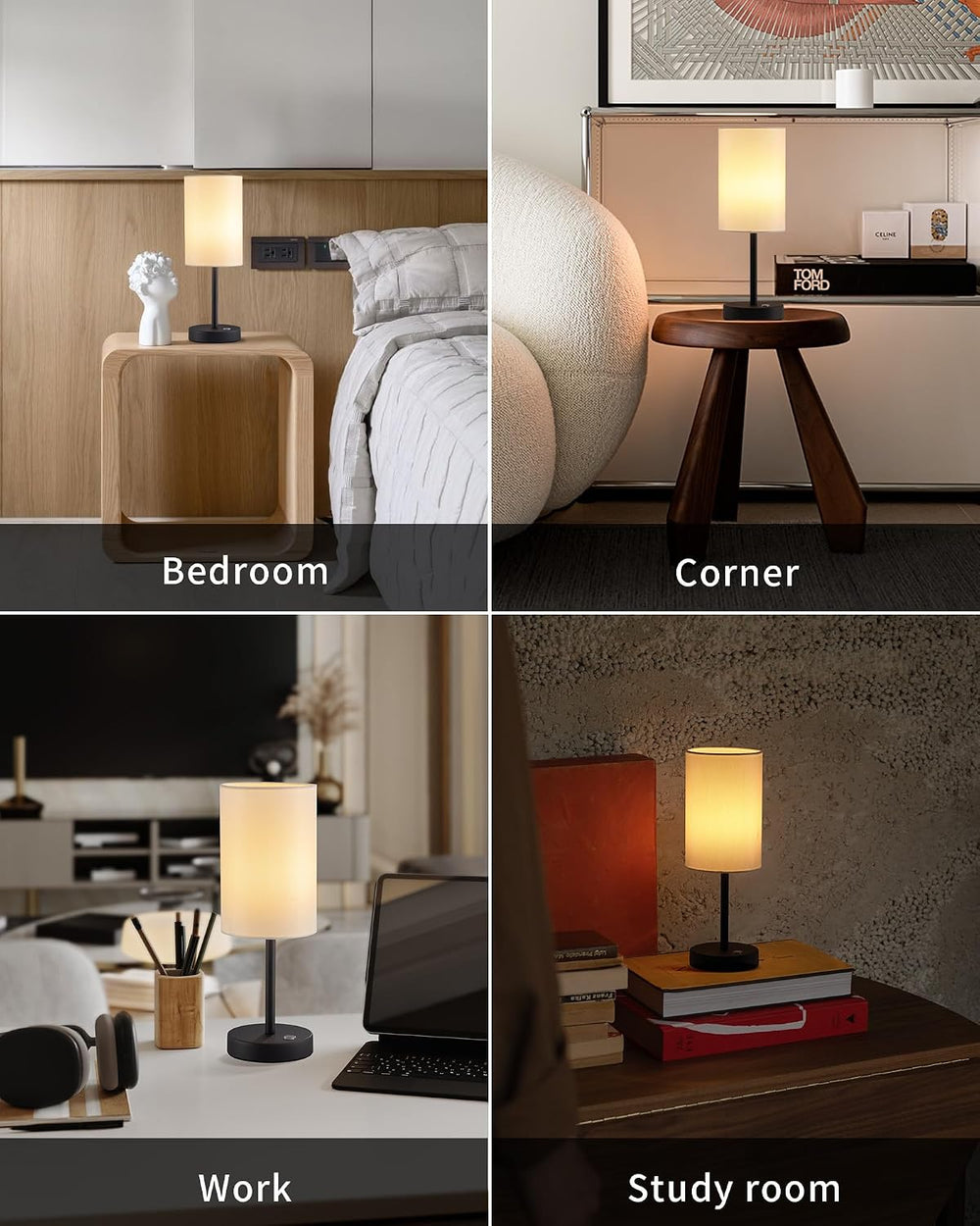 KDG Black Cordless Table lamp, Portable Bedside 4000mAh LED Desk Lamp