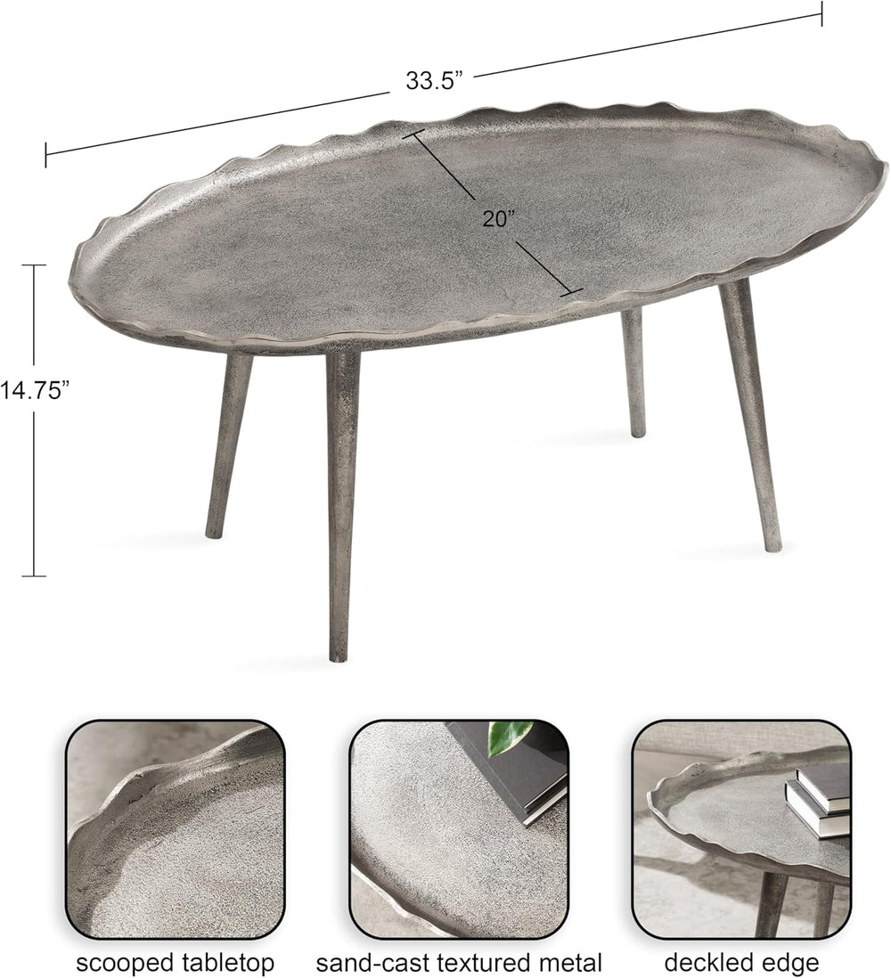 Kate and Laurel Alessia Modern Glam Oval Coffee Table; 34 x 20 x 15; Silver; ...