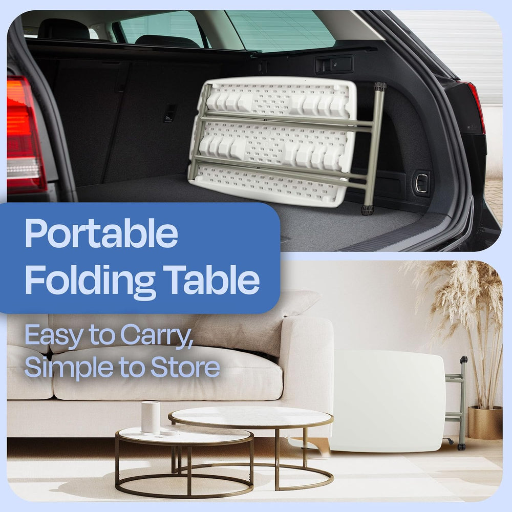 Lavish Home Small Adjustable Folding TV Tray Table, White, 19”H-24”H-28”H