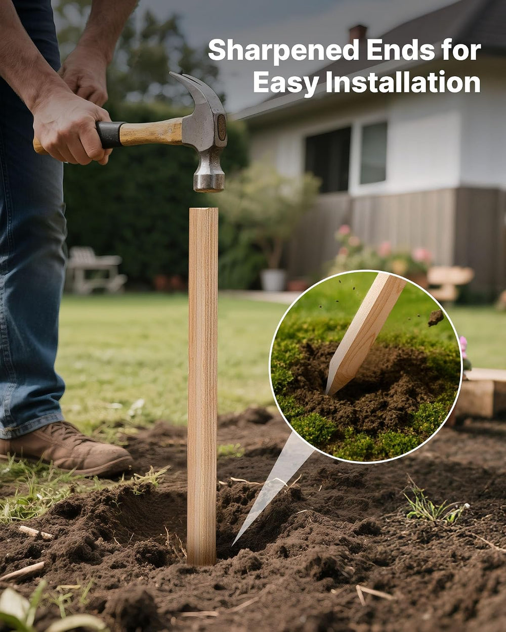 VEVOR Wooden Garden Stakes, 50 Pcs 36x0.75x0.75 in Survey Grading Stakes, Gar...
