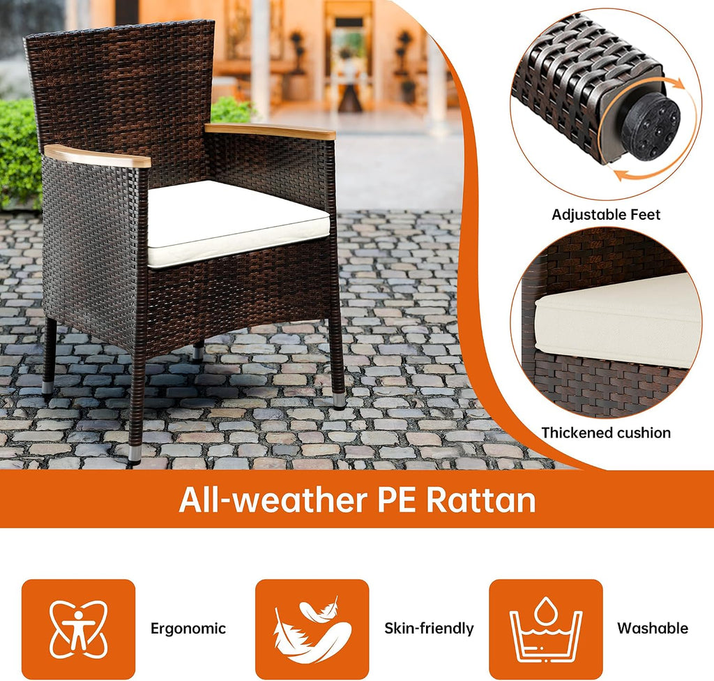 shintenchi 7 pcs wicker patio dining set, brown, package contents
