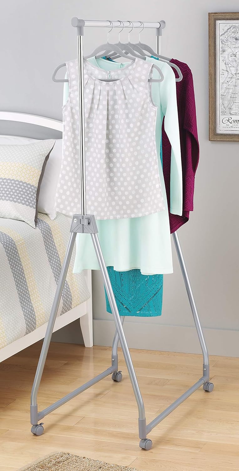 Whitmor Foldable Garment Rack - Rolling Clothes Rack - Adjustable Height - Si...