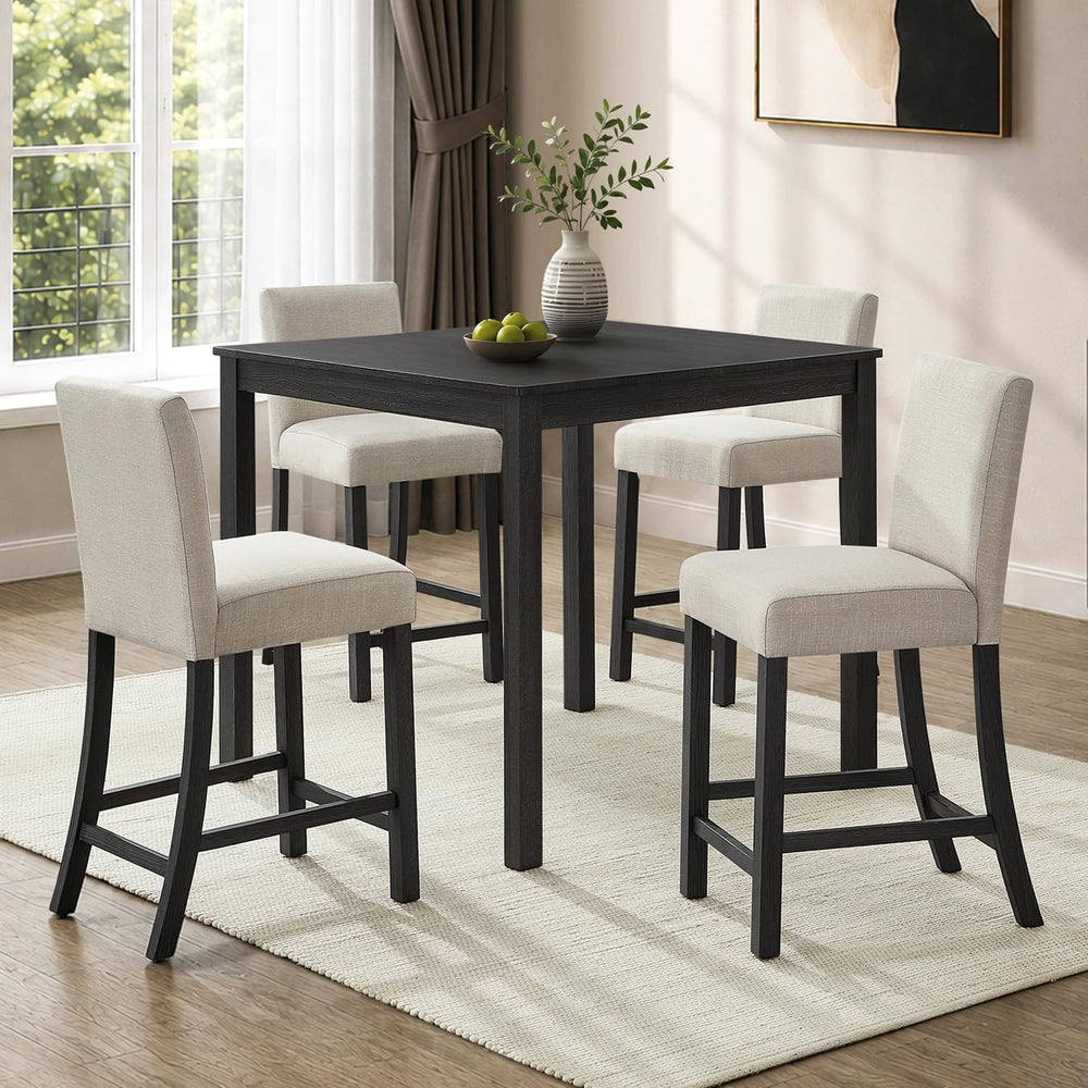 LUMISOL 5 Piece Counter Height Dining Table Set for 4 with Upholstered Chairs...
