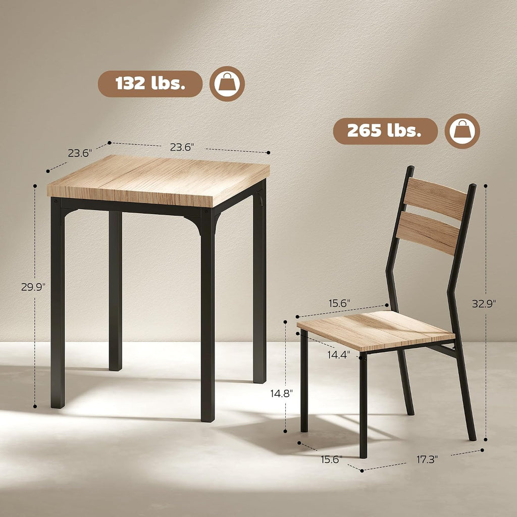 HOMCOM Dining Table Set for 2, Dining Room Set, 3 Piece, Light Wood Grain