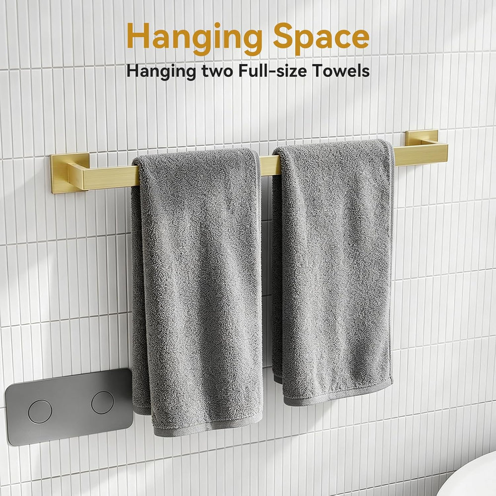 5-Pieces Brushed Gold Bathroom Accessories, 24 Inch Gold Towel Bar Set